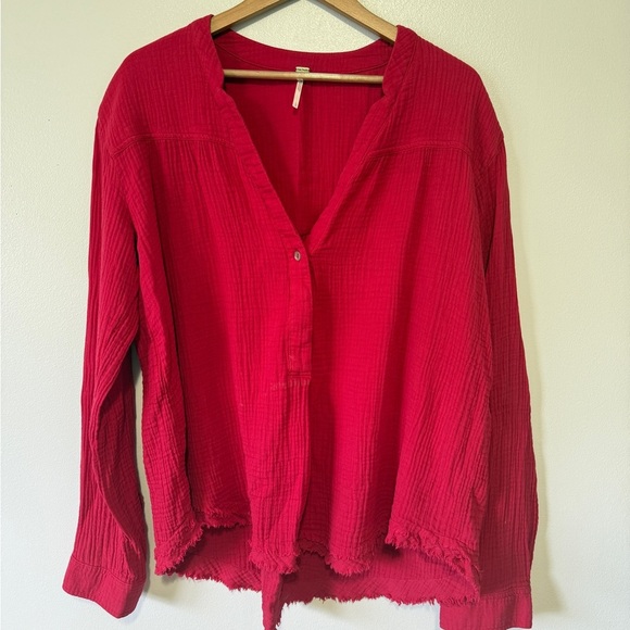 FREE PEOPLE Changing Horizons Pullover Top Red Size Large - Picture 1 of 9